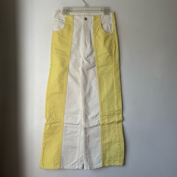 Urban Outfitters BDG High & Wide Yellow & White Colorblock Jeans 27" - Picture 6 of 9